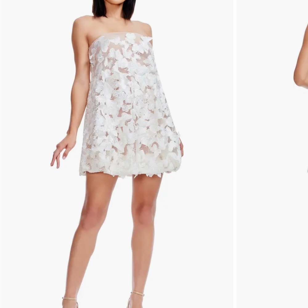 Sachi Butterfly Appliqué Strapless Bubble Hem Cocktail Minidress